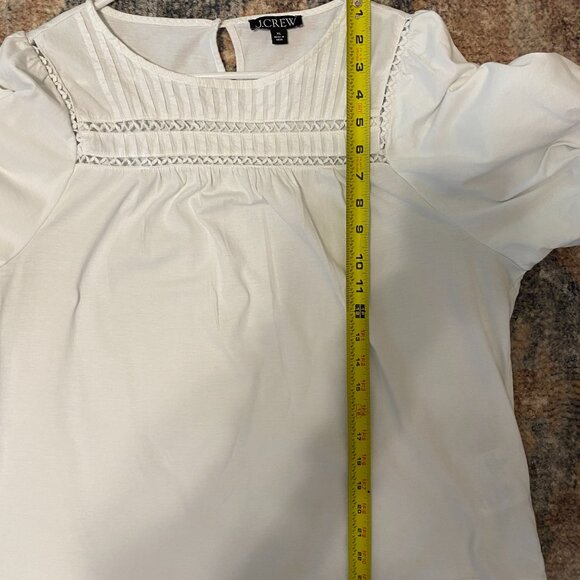 J. Crew #BP030 Women's S/S White Lace-Trim Puff-Sleeve Tee Shirt Top Blouse XL - Picture 10 of 11